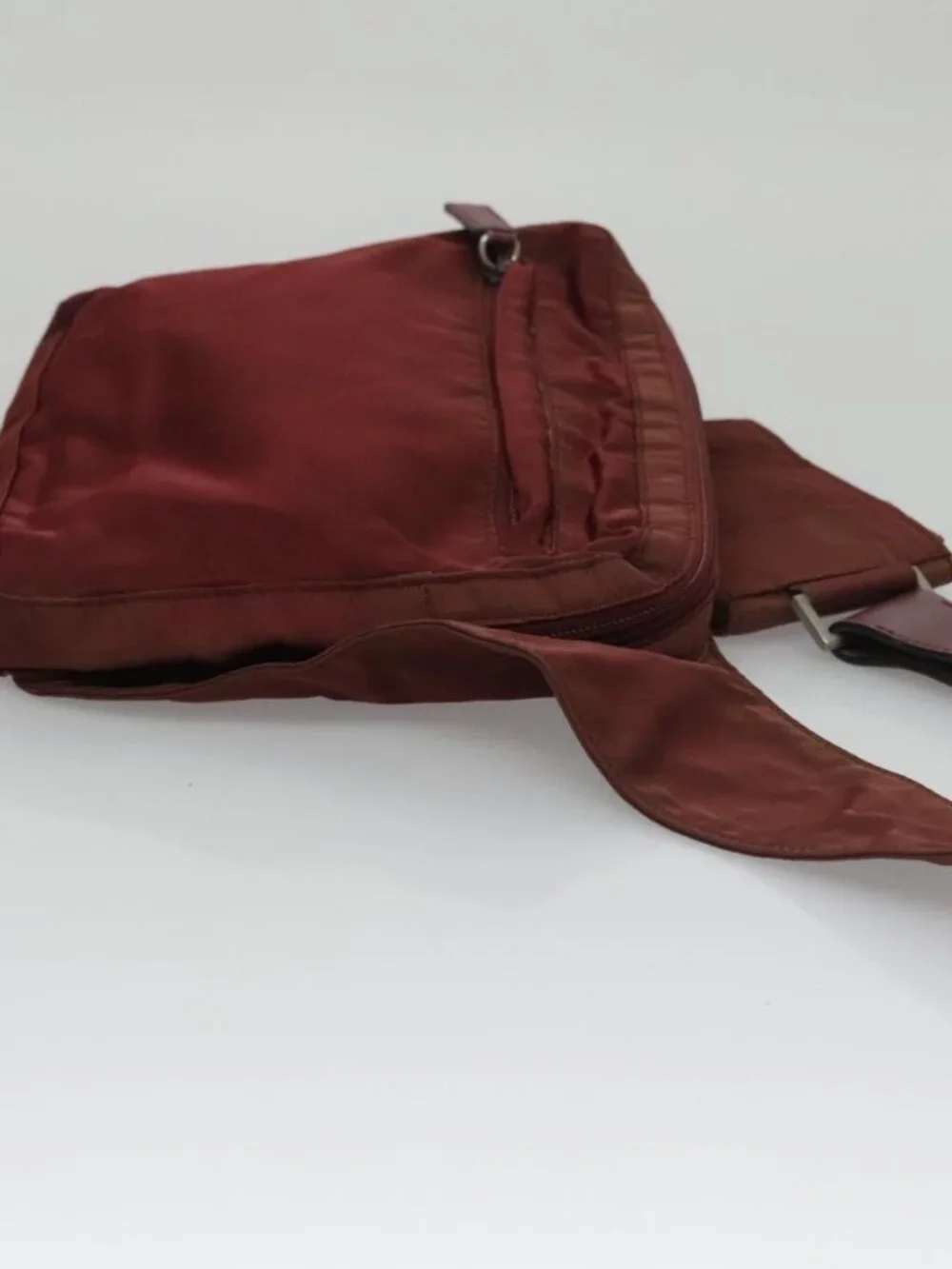 PRADA Shoulder Bag Nylon Red Silver Auth ti2546